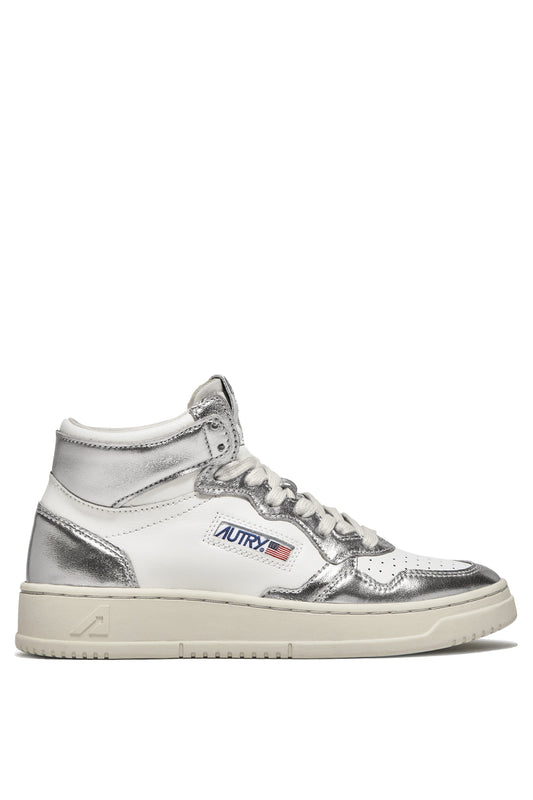 Autry Sneakers Medalist 01 Mid Leather Silver WB18